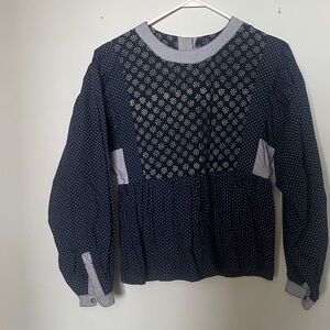 Elegant Navy Blue Floral Blouse